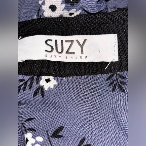 Suzy Shier Floral Shirtdress Women‎ L Oriental Cottagecore Prairie Dainty - Picture 3 of 6